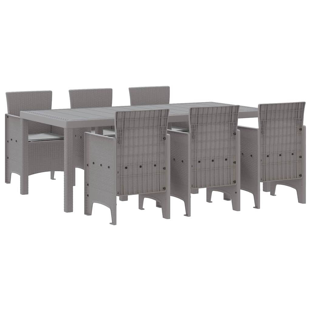Set da Pranzo per Giardino 7 pcs Grigio chiaro Rattan Polt - homemem39