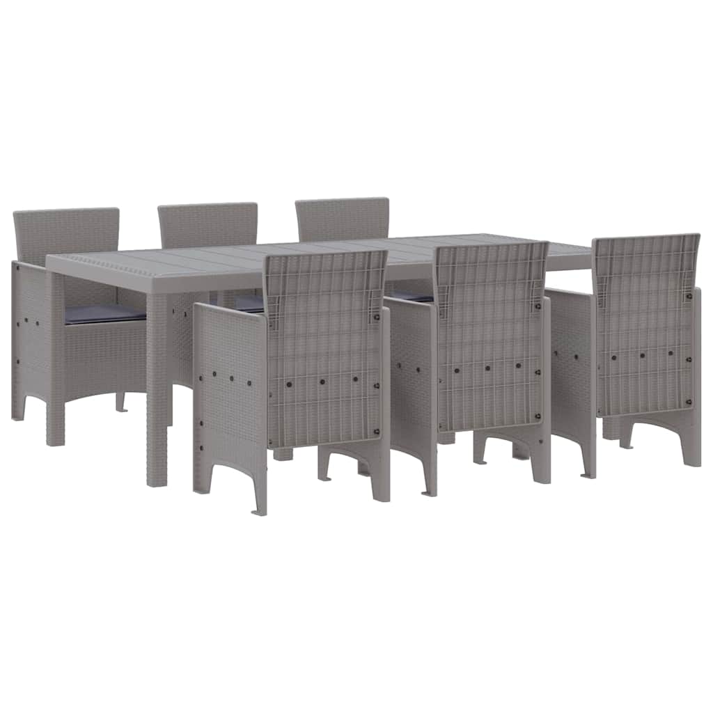 Set da Pranzo per Giardino 7 pcs Grigio chiaro Polipropilene | homemem39