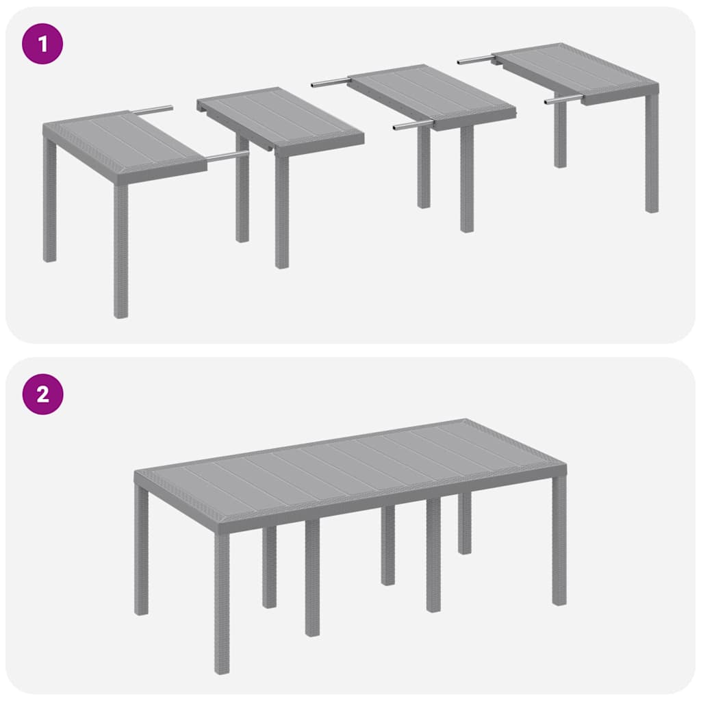 Set da Pranzo per Giardino 7 pcs Grigio chiaro Polipropilene | homemem39