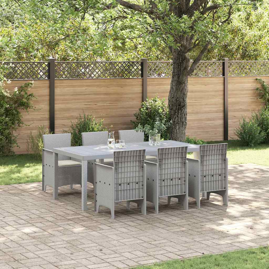 Set da Pranzo per Giardino 7 pcs Grigio chiaro Rattan Polt - homemem39