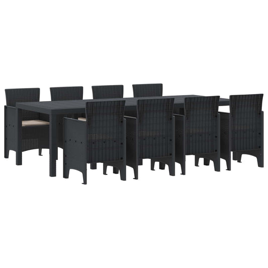 Set da Pranzo per Giardino 9 pcs Antracite Rattan Polt