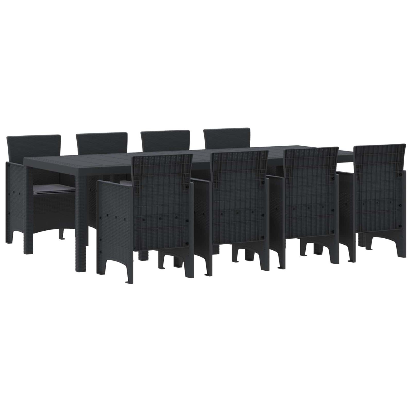 Set da Pranzo per Giardino 9 pcs Antracite Rattan Polt