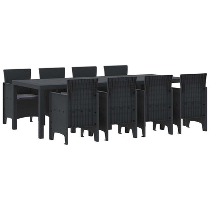 Set da Pranzo per Giardino 9 pcs Antracite Rattan Polt