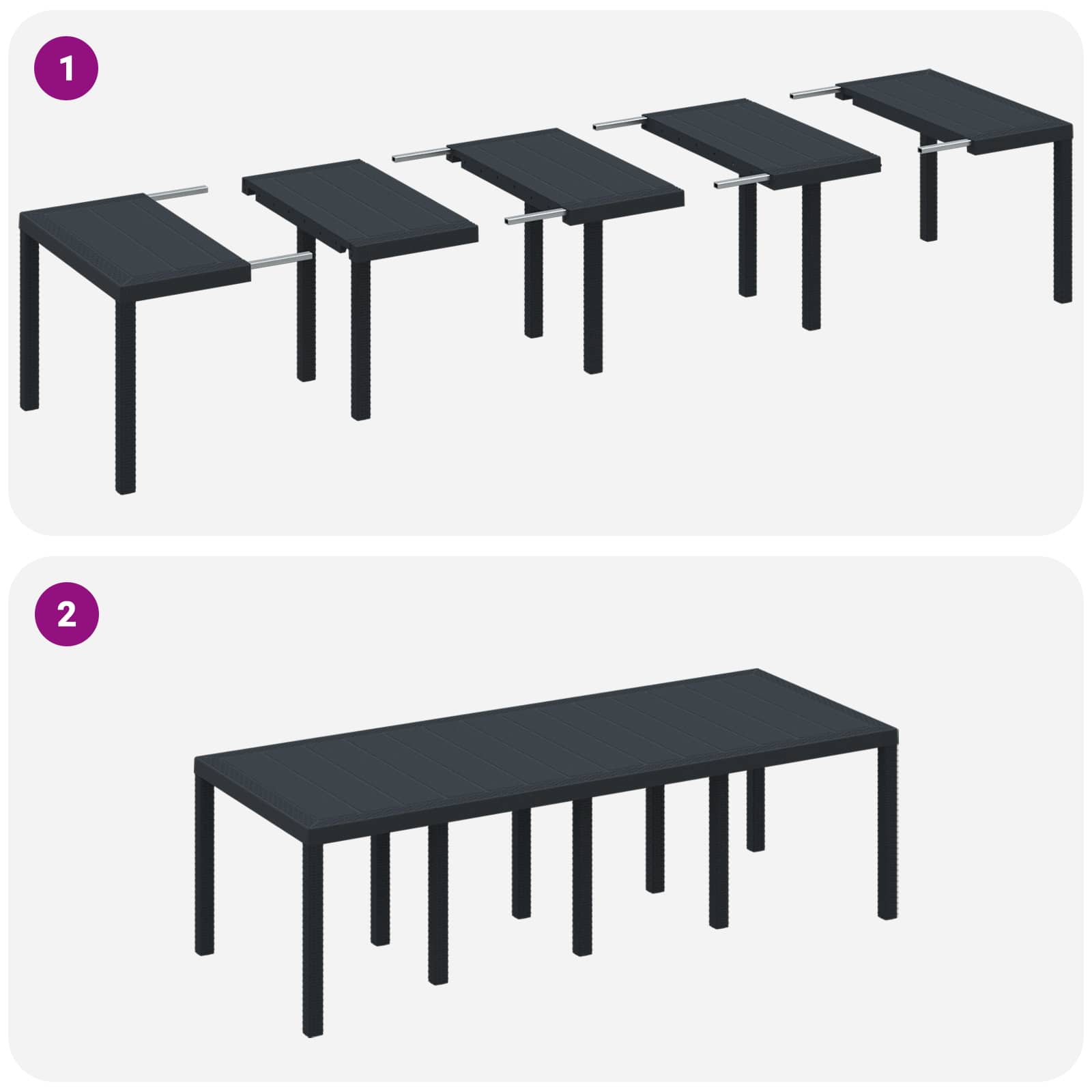 Set da Pranzo per Giardino 9 pz Antracite Polipropilene | homemem39