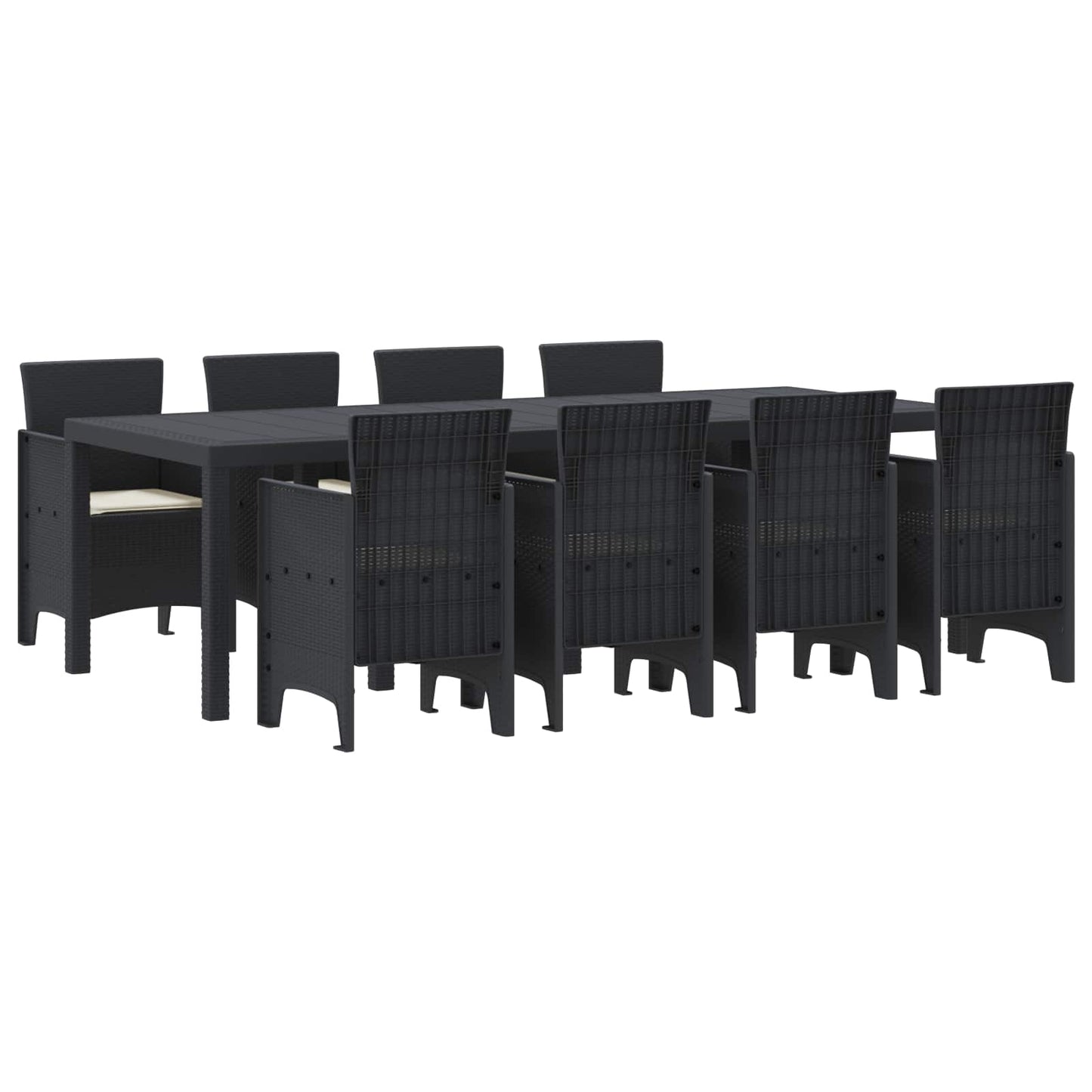 Set da Pranzo per Giardino 9 pcs Antracite Rattan Polt