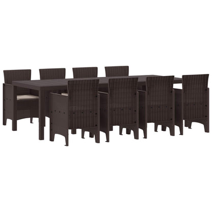 Set da Pranzo per Giardino 9 pcs Marrone Rattan Polt