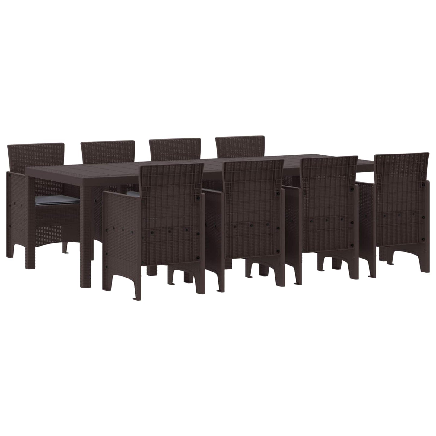 Set da Pranzo per Giardino 9 pcs Marrone Rattan Polt