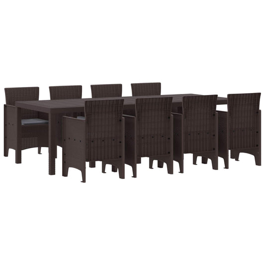 Set da Pranzo per Giardino 9 pcs Marrone Rattan Polt