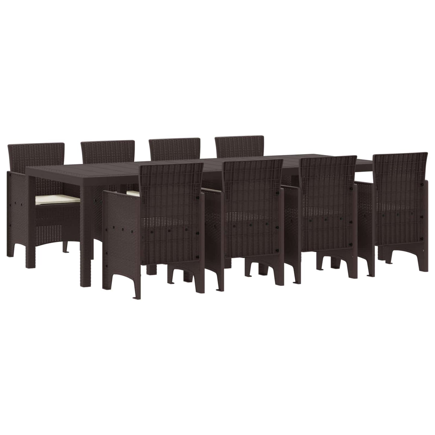 Set da Pranzo per Giardino 9 pcs Marrone Rattan Polt
