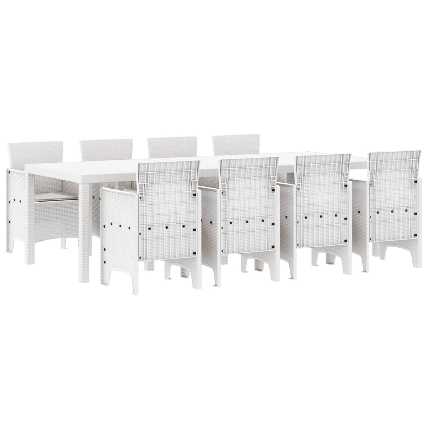 Set da Pranzo per Giardino 9 pcs Bianco Rattan Polt