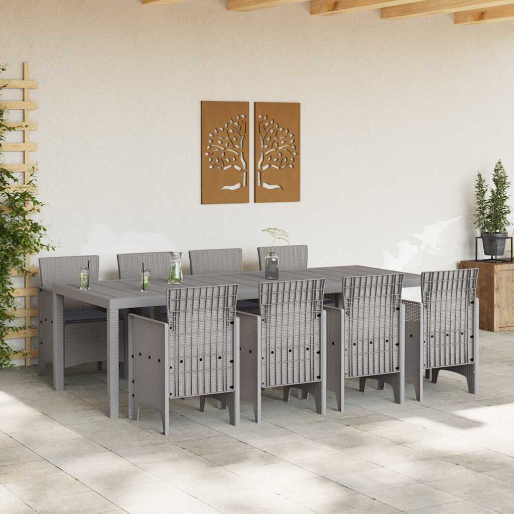 Set da Pranzo per Giardino 9 pcs Bianco Rattan Polt - homemem39