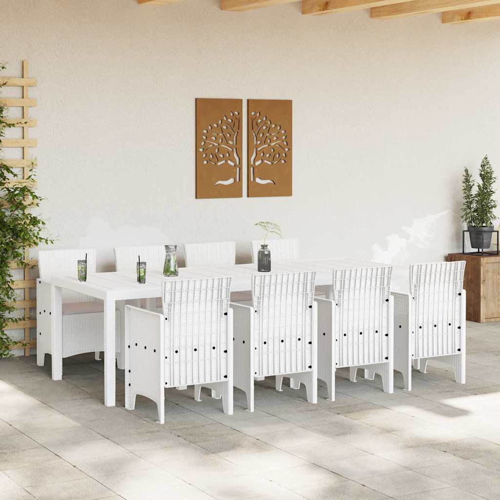 Set da Pranzo per Giardino 9 pcs Grigio chiaro Rattan Polt - homemem39