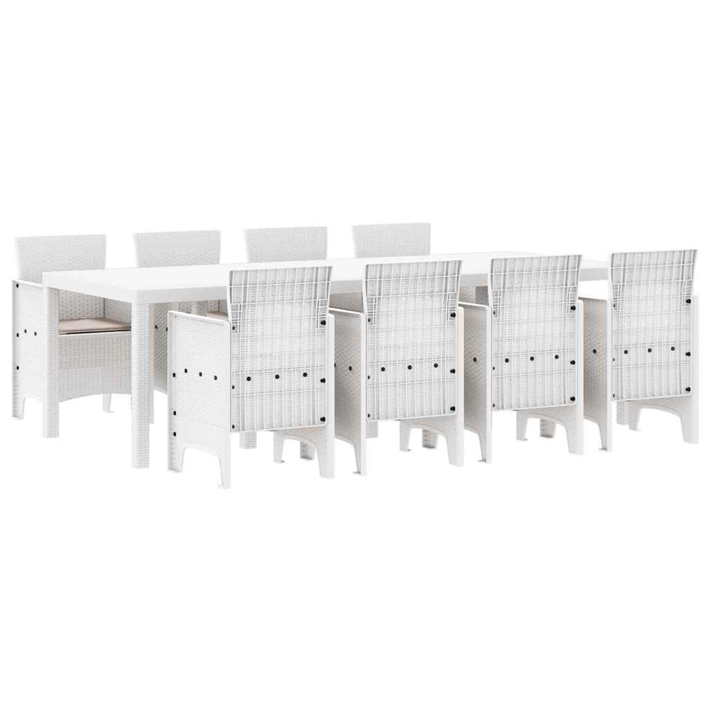 Set da Pranzo per Giardino 9 pcs Grigio chiaro Rattan Polt - homemem39