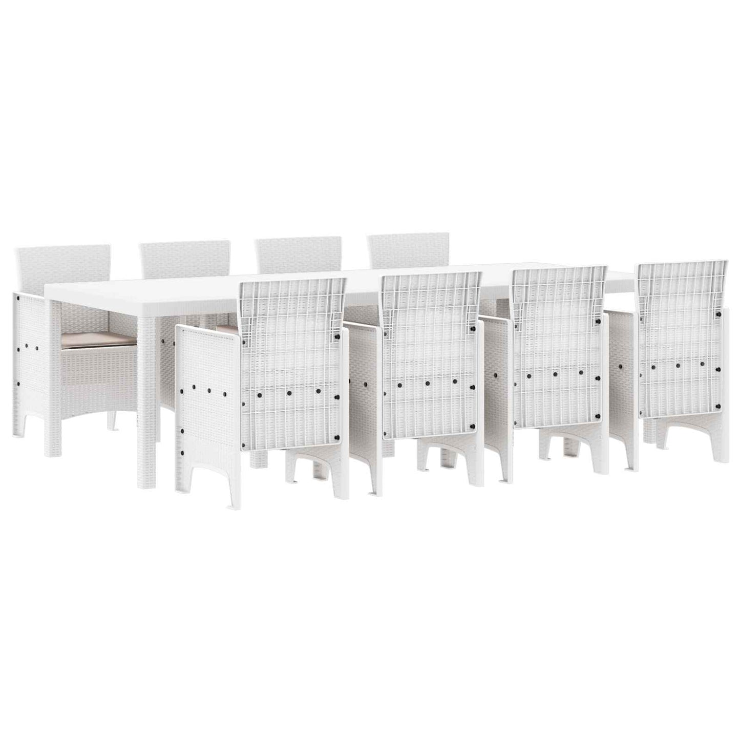 Set da Pranzo per Giardino 9 pz Grigio chiaro Polipropilene