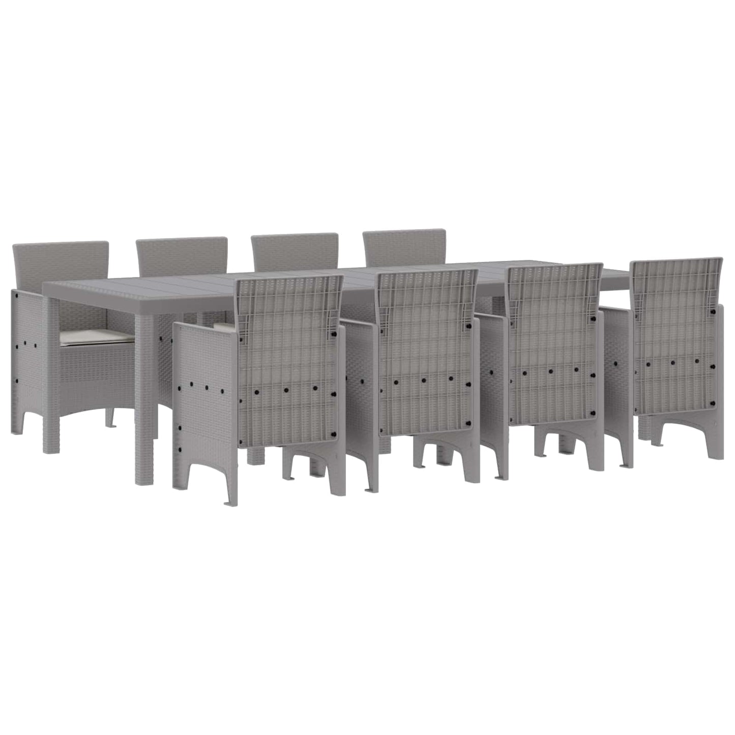 Set da Pranzo per Giardino 9 pcs Grigio chiaro Rattan Polt