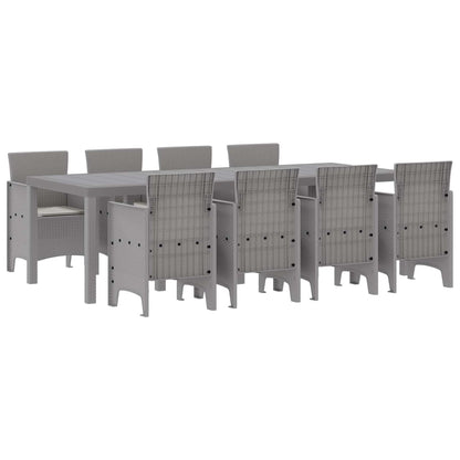 Set da Pranzo per Giardino 9 pcs Grigio chiaro Rattan Polt