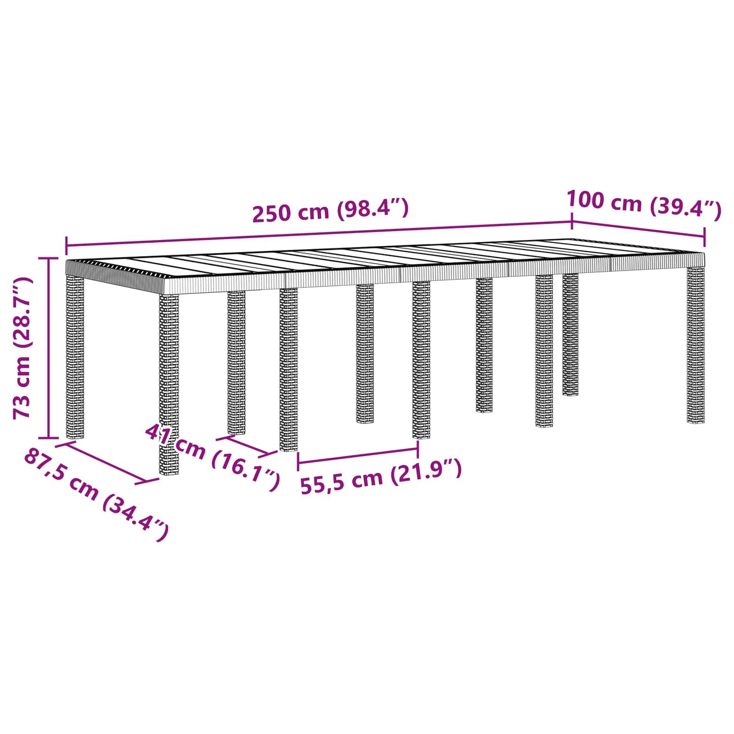 Set da Pranzo per Giardino 9 pcs Grigio chiaro Rattan Polt