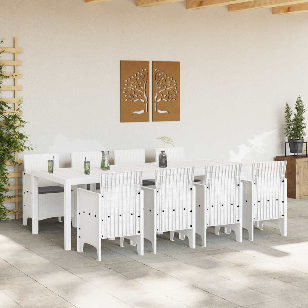 Set da Pranzo per Giardino 9 pcs Grigio chiaro Rattan Polt - homemem39