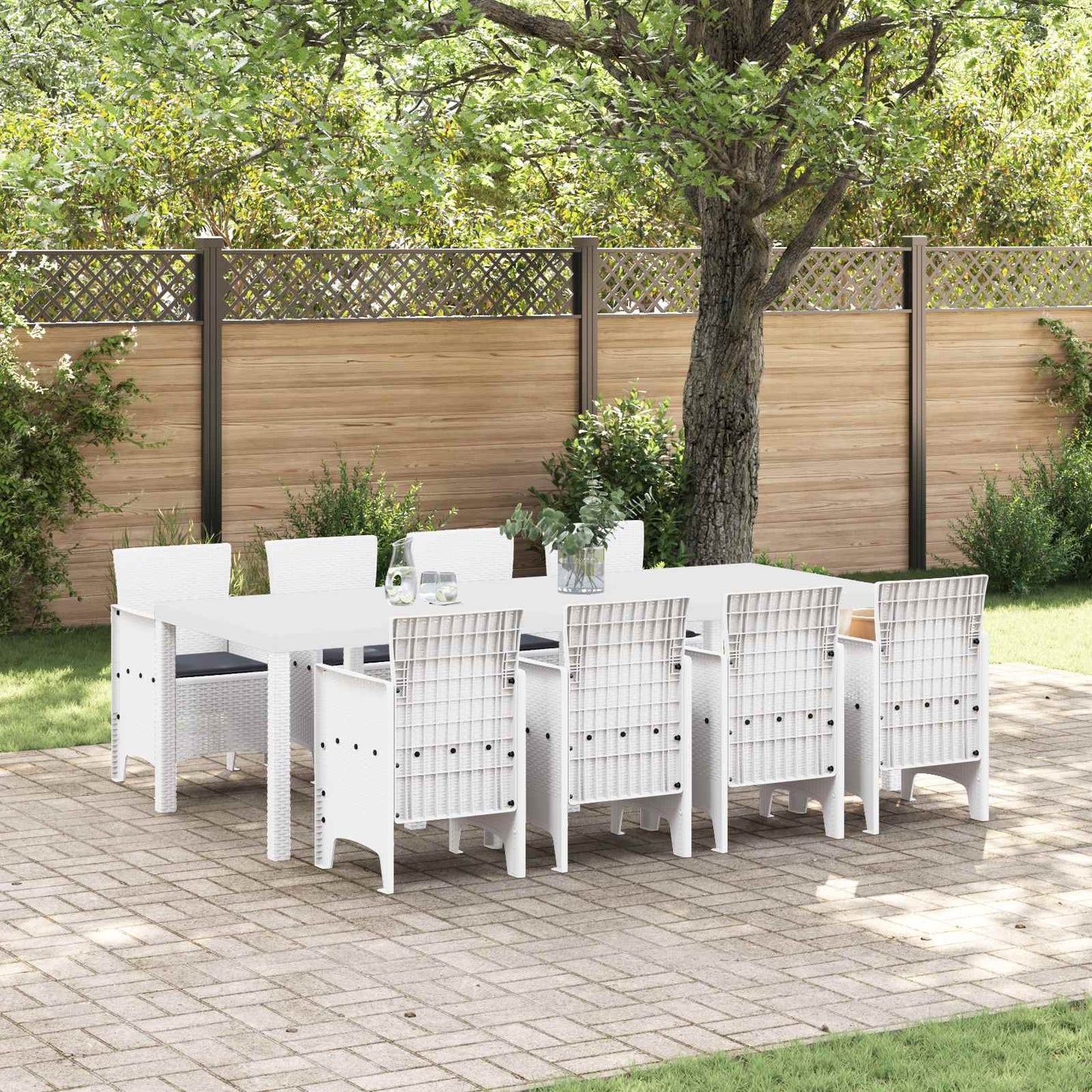 Set da Pranzo per Giardino 9 pz Grigio chiaro Polipropilene