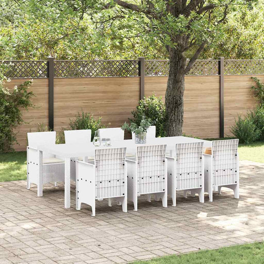 Set da Pranzo per Giardino 9 pcs Grigio chiaro Rattan Polt - homemem39