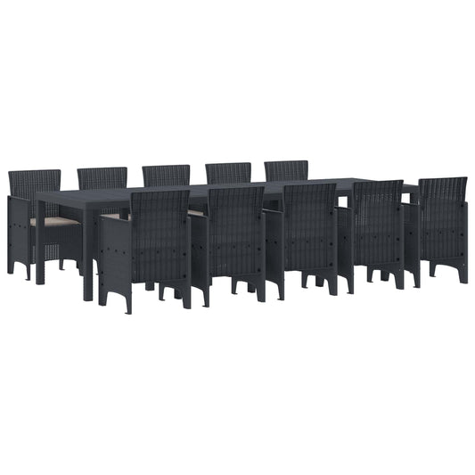 Set da Pranzo per Giardino 11 pcs Antracite Poly Rattan