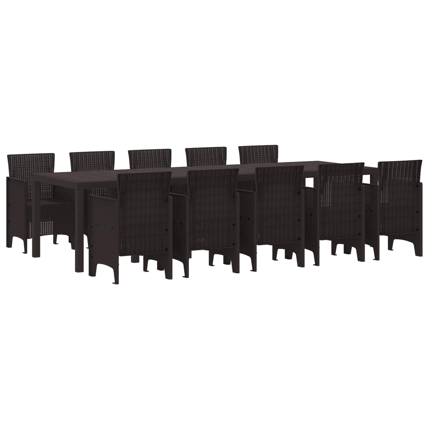 Set da Pranzo per Giardino con cuscino 11 pcs Marrone Rattan | homemem39