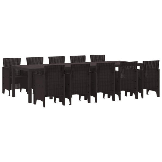 Set da Pranzo per Giardino con cuscino 11 pcs Marrone Rattan | homemem39