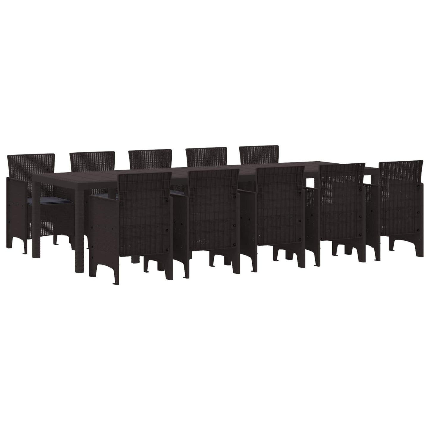 Set da Pranzo per Giardino 11 pcs Marrone e Antracite Rattan