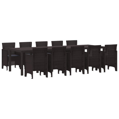 Set da Pranzo per Giardino 11 pcs Marrone e Antracite Rattan