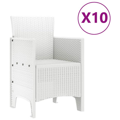 Set da Pranzo per Giardino 11 pcs Bianco Rattan e acciaio - homemem39