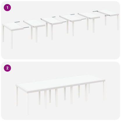 Set da Pranzo per Giardino 11 pcs Bianco Rattan e acciaio | homemem39