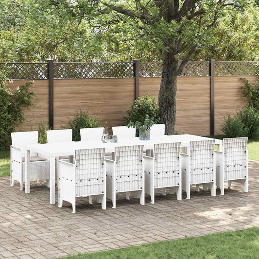 Set da Pranzo per Giardino con cuscino 11 pcs Bianco e Taupe - homemem39