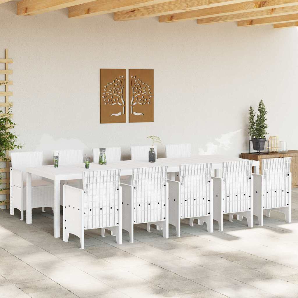 Set da Pranzo per Giardino con cuscino 11 pcs Bianco e Taupe - homemem39