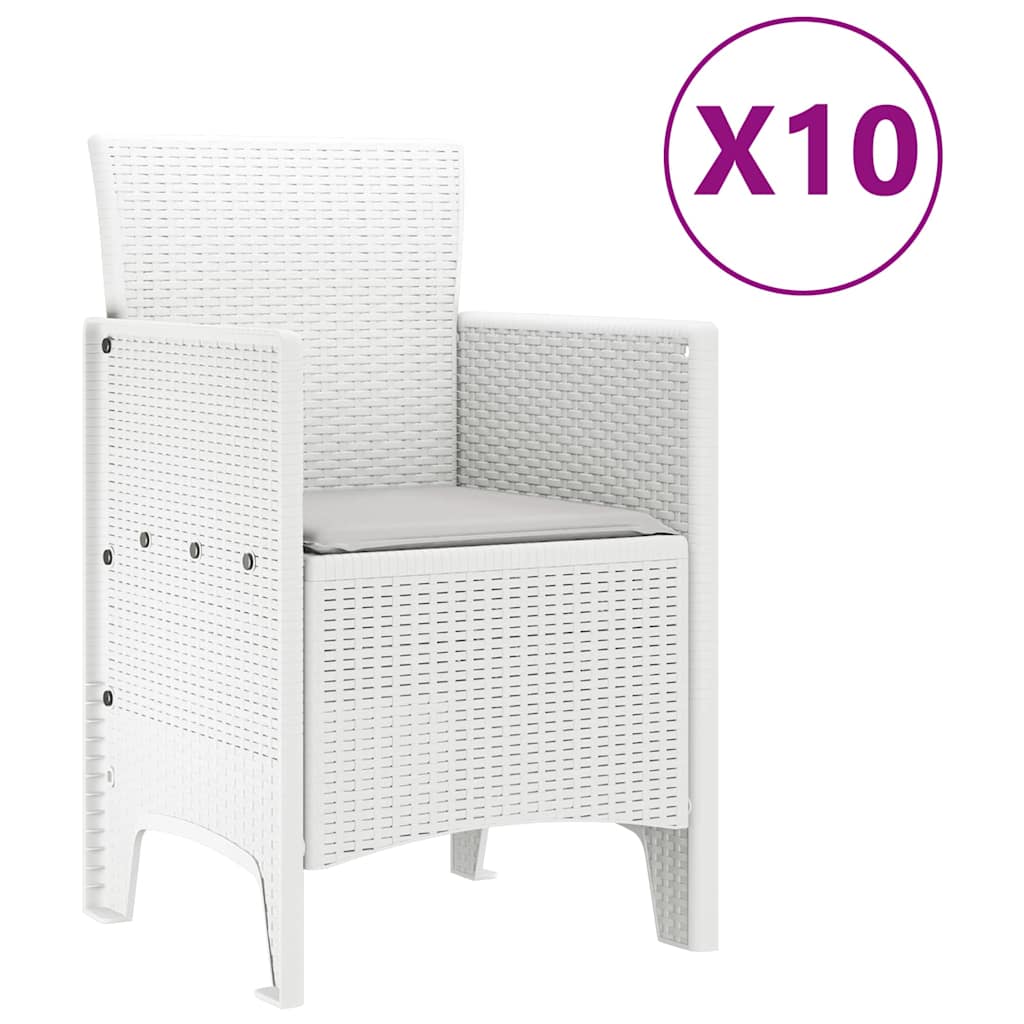 Set da Pranzo per Giardino 11 pcs Bianco e Grigio chiaro - homemem39