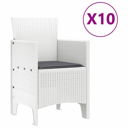 Set da Pranzo per Giardino con cuscino 11 pcs Bianco - homemem39