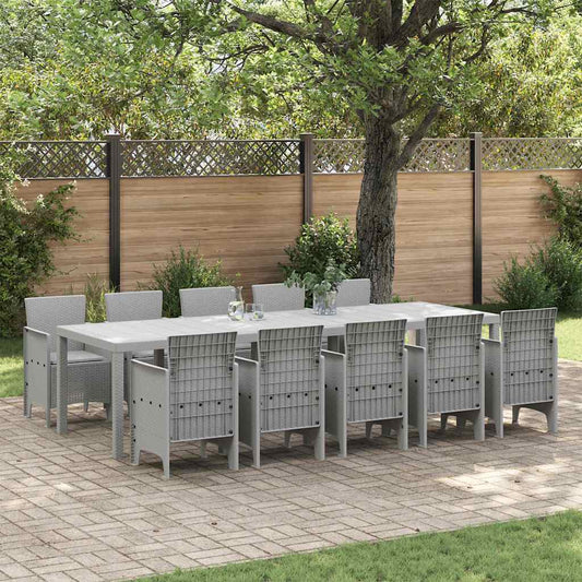 Set da Pranzo per Giardino con cuscino 11 pcs Grigio chiaro