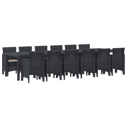 Set da Pranzo per Giardino 13 pcs Antracite Rattan Polt