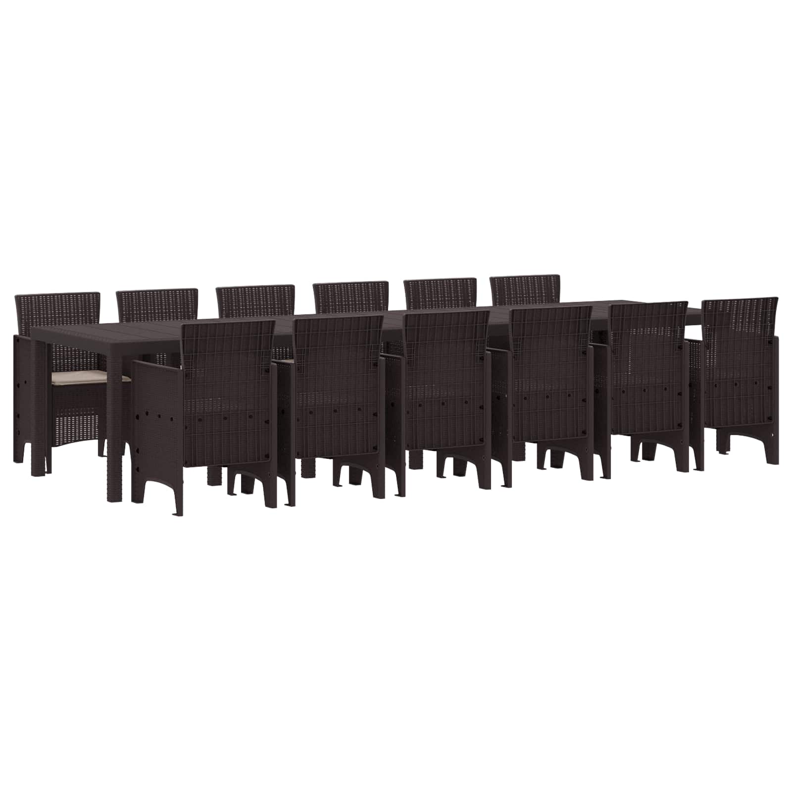 Set da Pranzo per Giardino 13 pcs Marrone Rattan Polt | homemem39