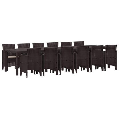 Set da Pranzo per Giardino 13 pcs Marrone Rattan Polt