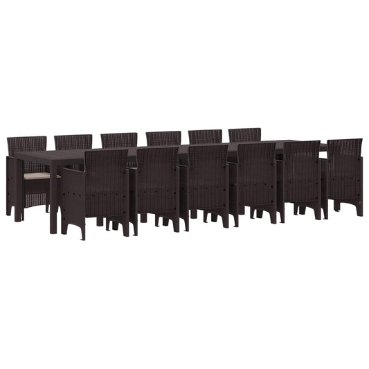 Set da Pranzo per Giardino 13 pcs Marrone Rattan Polt