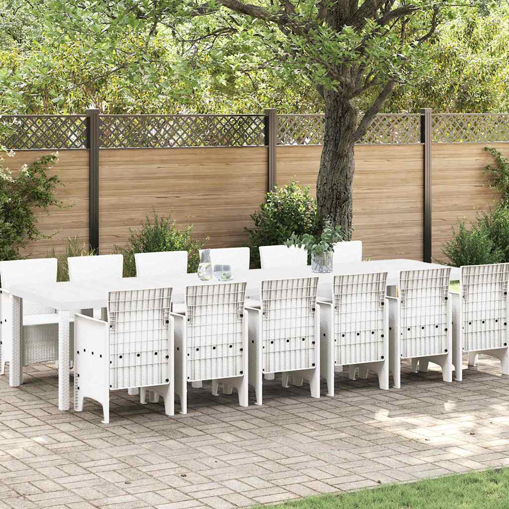 Set da Pranzo per Giardino 13 pcs Bianco Rattan Polt - homemem39
