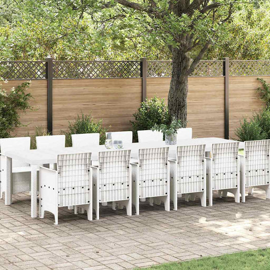 Set da Pranzo per Giardino 13 pcs Bianco Rattan Polt - homemem39