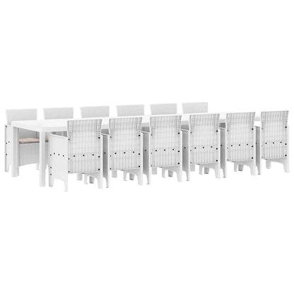 Set da Pranzo per Giardino 13 pcs Bianco Rattan Polt - homemem39