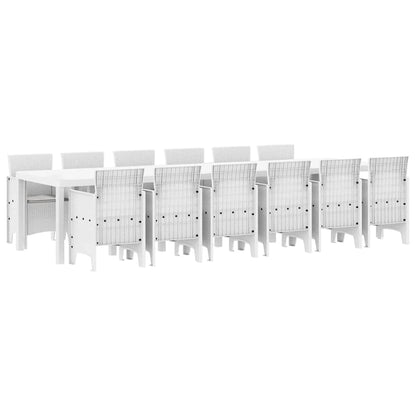 Set da Pranzo per Giardino 13 pcs Bianco Rattan Polt - homemem39
