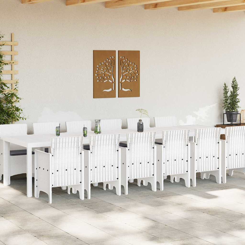 Set da Pranzo per Giardino 13 pcs Bianco Rattan Polt - homemem39