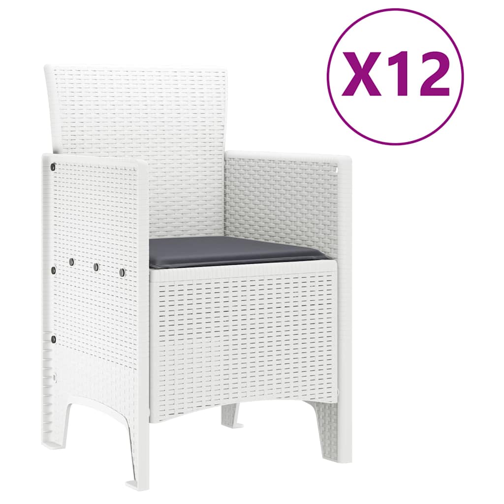 Set da Pranzo per Giardino 13 pcs Bianco Rattan Polt - homemem39