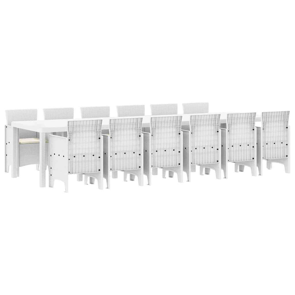 Set da Pranzo per Giardino 13 pcs Bianco Rattan Polt - homemem39