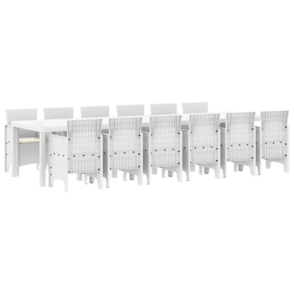 Set da Pranzo per Giardino 13 pcs Bianco Rattan Polt - homemem39