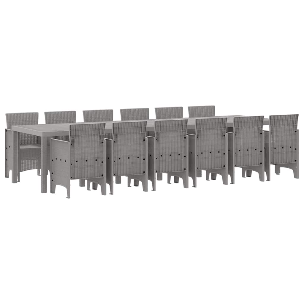 Set da Pranzo per Giardino 13 pcs Grigio chiaro Rattan Polt - homemem39