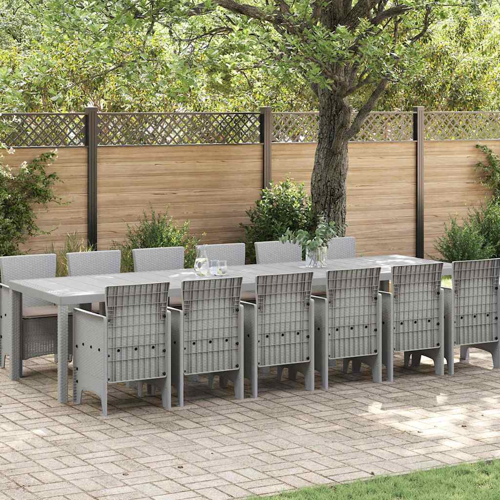 Set da Pranzo per Giardino 13 pcs Grigio chiaro Rattan Polt - homemem39